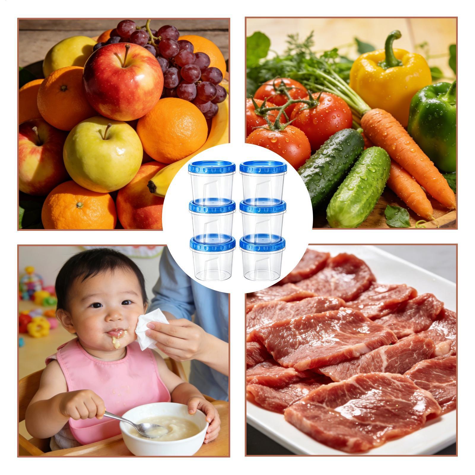 Food Storage Plastic - Контейнеры для заморозки продуктов, 6 штук,