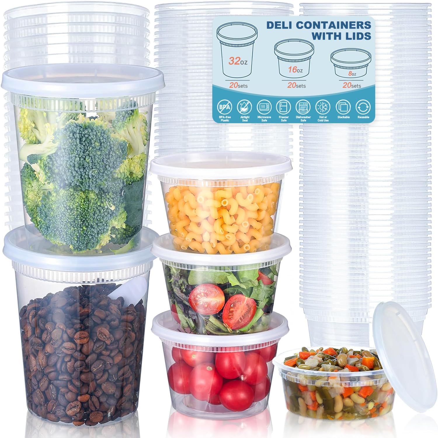 Food Storage Plastic Containers With Lids - 24 шт. контейнеры для хранения продуктов