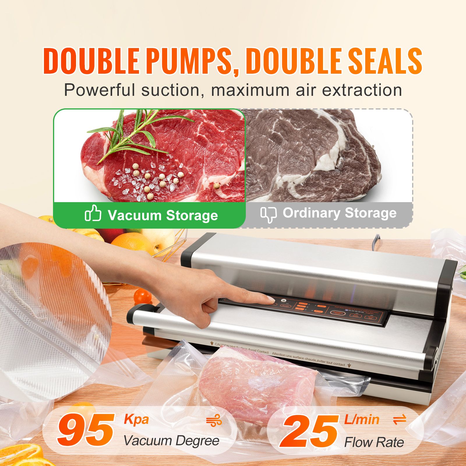 Food Storage Vacuum Pump - Вакуумный упаковщик, 95 кПа, 350 Вт,