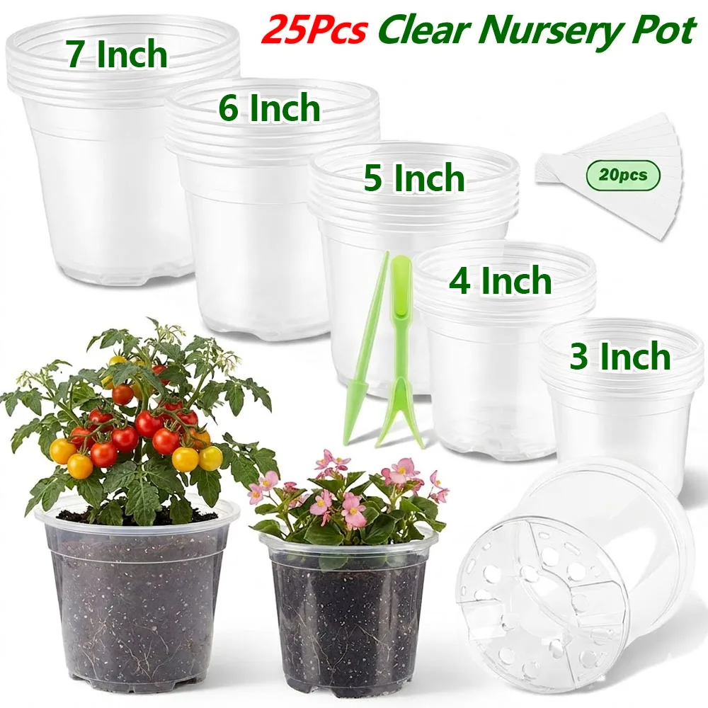 Food Storage Plants - 25 шт. прозрачных пластиковых горшков для